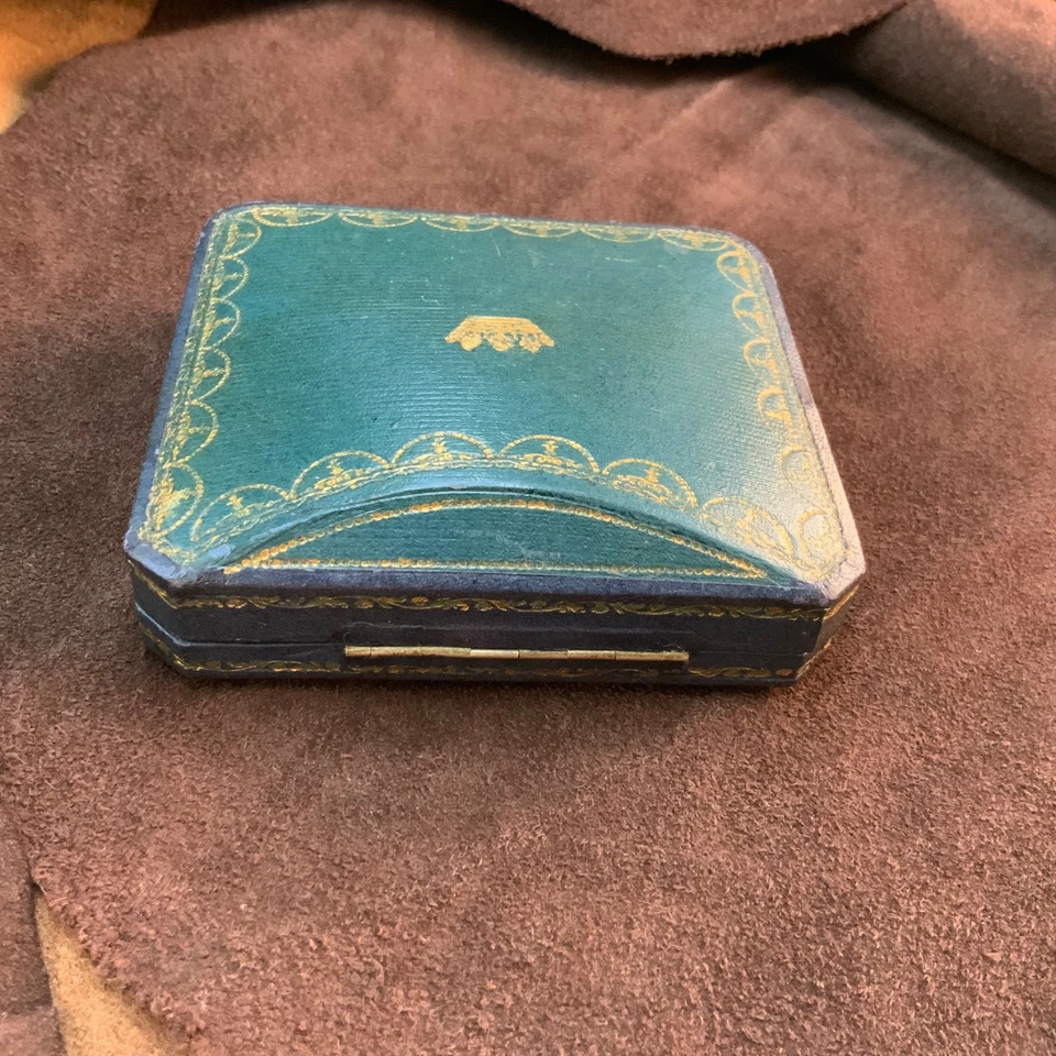 Ecrin ancien Risler & Carré Maroquin vert Couronne ducale Doré au fer ca 1900 - Imagen 3 de 4