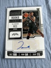 Sir ‘Jabari Rice (RC) AUTO  Spurs 2023-24 Panini Contenders Rookie Ticket #164