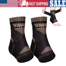 Copper Ankle Support Brace Compression Sleeve Socks Elastic Foot Pain Relief