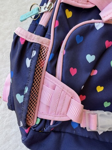 Pottery Barn Kids Mackenzie Navy Pink Multi Heart Mini Backpack - Picture 6 of 12