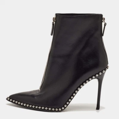 Bottines Alexander Wang pointure 41 en cuir noir cloutées bout pointu - Photo 1/4
