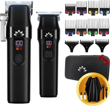 Professional Hair Clippers and Trimmer Set for Men - Cordless Haircut Kit with L