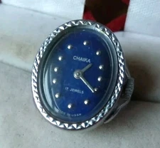 RARE Ladies Mechanica Vintage Soviet ring Watch CHAIKA USSR blue dial CHAJKA