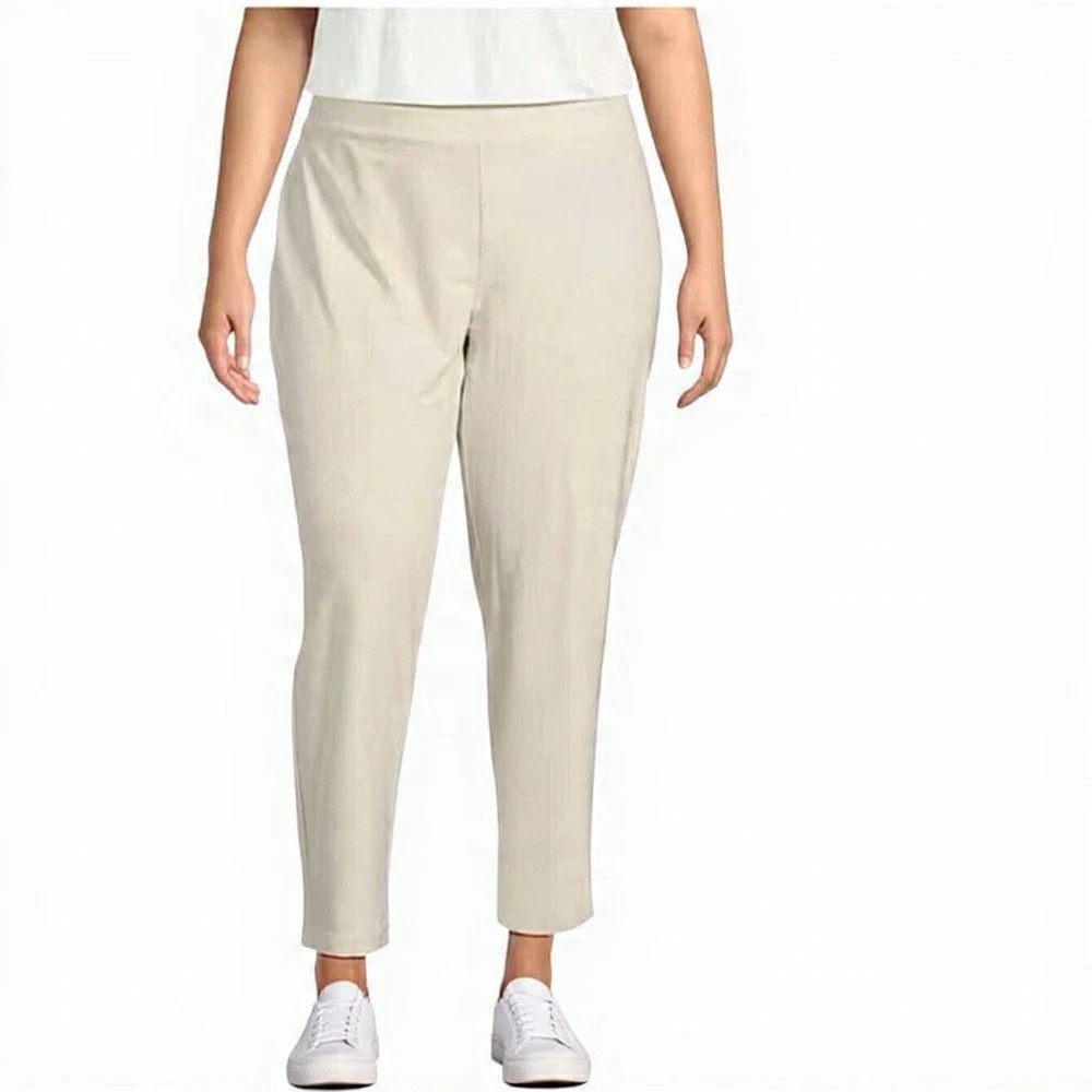 Eileen Fisher Women Pants Size 3X Bone Stretch Crepe Slim Leg Ankle Pull On