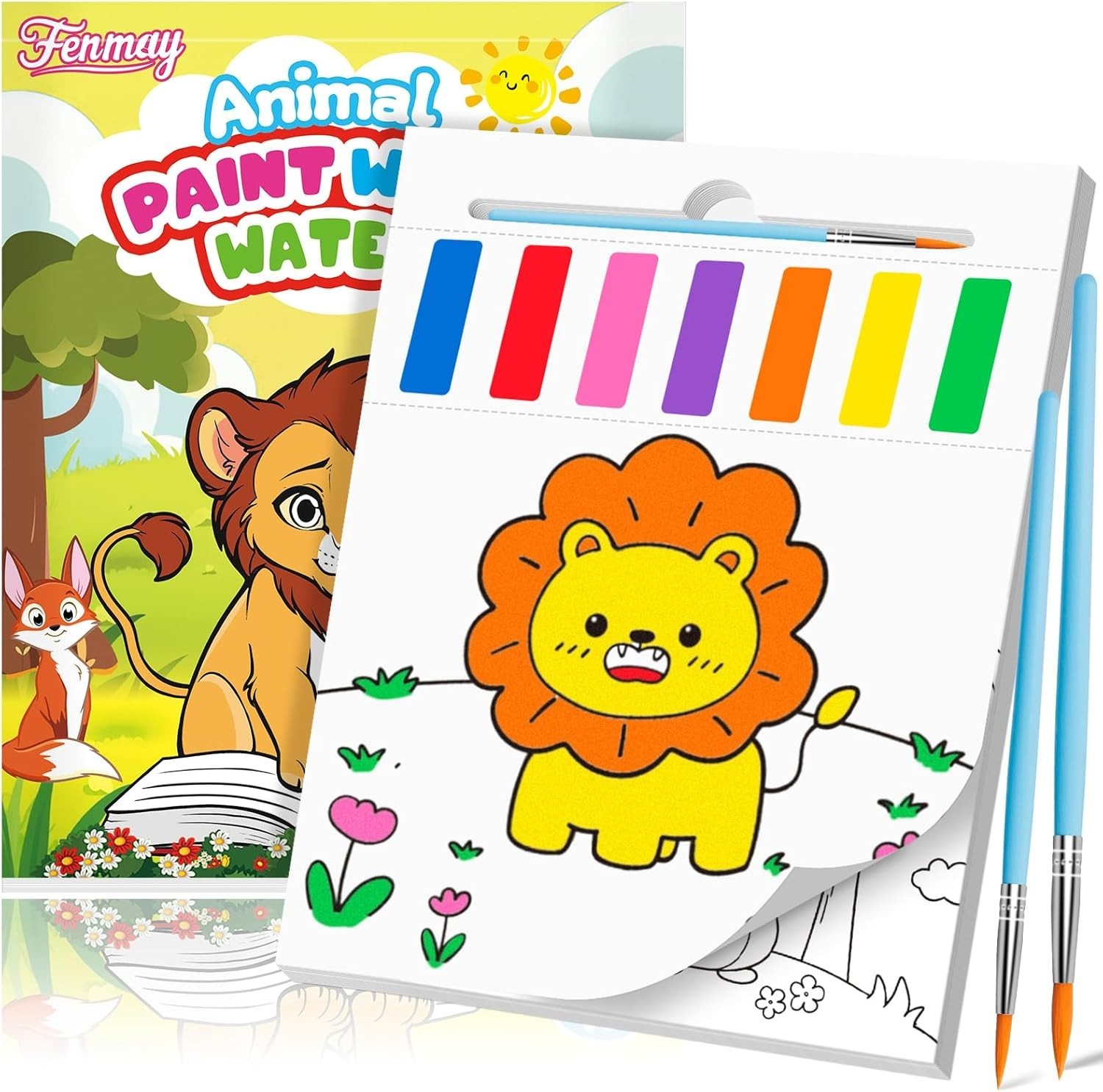 Paint With Water Coloring Book for Kids Animals | Mess Free Art Activity + 2 Bru