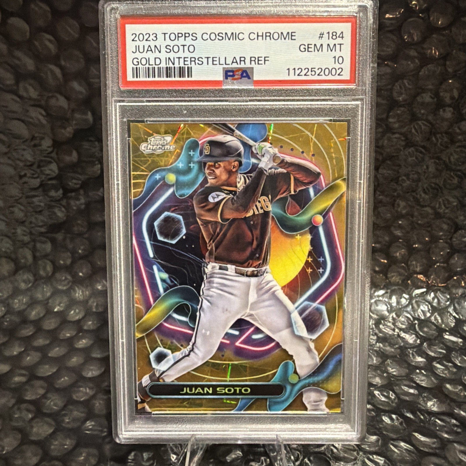 2023 Topps Cosmic Juan Soto Gold Interstellar Refractor /50 PSA 10! view 1