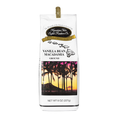 Hawaiian Isles Coffee Vanilla Bean Macadamia Flavored, Light Roast Ground Coffee