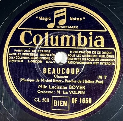 Lucienne Boyer: Eine Liebe wie unsere / Viel 78 RPM COLUMBIA DF 1650