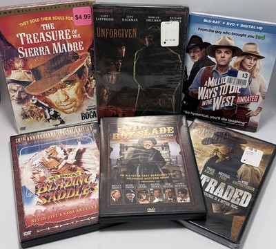 DVD Blu-ray Bundle 6 Westerns A Million Ways Unforgiven Blazing Saddles Sierra M