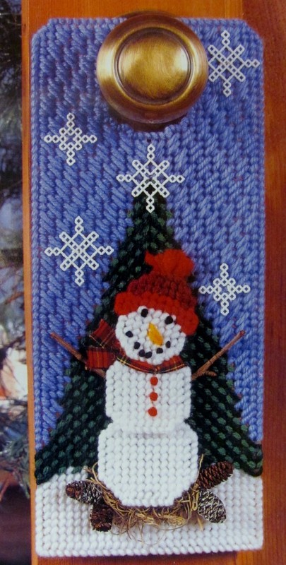 Needlepoint Pattern SNOWMAN DOOR HANGER Celia Lange Designs Fast & Easy Gifts