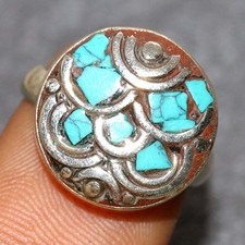 Nepali Tribal Nepali Tribal Tibetan Turquoise Ring US FreeSize JW