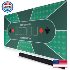 70"x35" Foldable Poker Table Top Mat, Non-Slip Texas Hold'em, w/ Carry Case