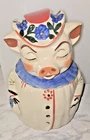 Vintage Shawnee USA Pottery "Winnie" Pig Large Cookie Jar blue red hat