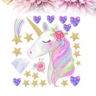  Cartoon Unicorns Star Heart Wall Stickers Nordic Style Kids Room Livingroom