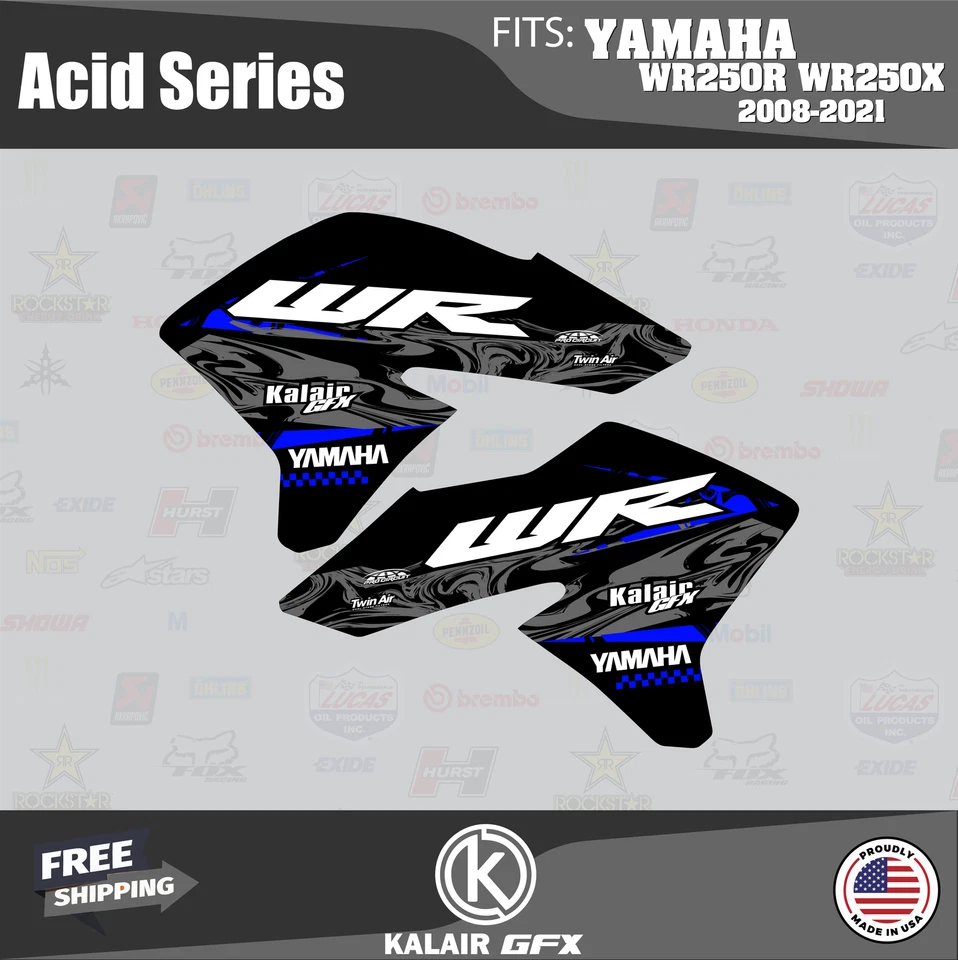Kit Gráficos para YAMAHA WR250X WR250R (2008-2021) Ácido - AZUL Foto 2 de 4