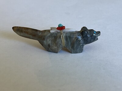 Vintage Native American Zuni Stone Beaver? Fetish w/ Pack Carved Stone