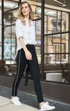 Spanx The Perfect Pant Ankle Piped Skinny Ponte Knit Trousers Career Black S New