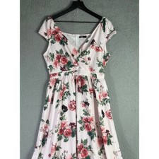 Hekka White Red Floral Wrap Maxi Dress Size L Cottagecore Romantic