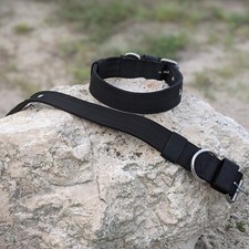 HEAVY DUTY BLACK NYLON DOG COLLAR PADDED WATERPROOF - 1.5" 4CM FREE SHIPPING