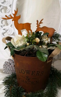 2er Set Edelrost Hirsch Rentier Garten Beetstecker Weihnachten Christmas shabby