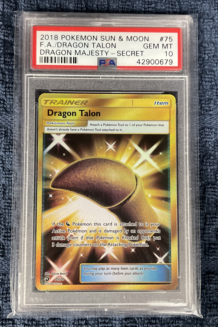 2018 Pokemon S&M Full Art Dragon Talon Dragon Majesty - Secret #75 PSA 10 GEM MT
