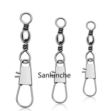 50 Pcs Barrel Swivel with Interlock Snap Connector Cross Snap for Sea Fishing 