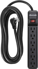 25FT Power Strip Surge Protector, 6-Outlet Strips with Low Profile Flat Plug, 15