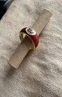 HIDALGO Red Enamel and Gold Ring with Center Ruby and Diamonds — photo 2