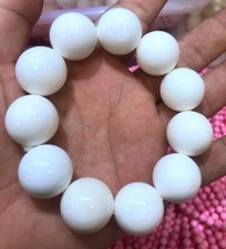 100 Natural 20mm White Coral Round Gemstone Beads Bracelet 8'' AAA