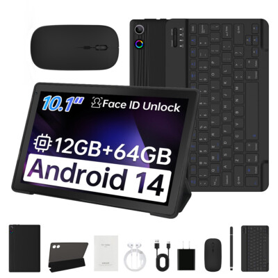 Tablet 10.1 Zoll Android 15 WIFI 20GB(3+17) RAM 64GB ROM Bluetooth Dual Kamera