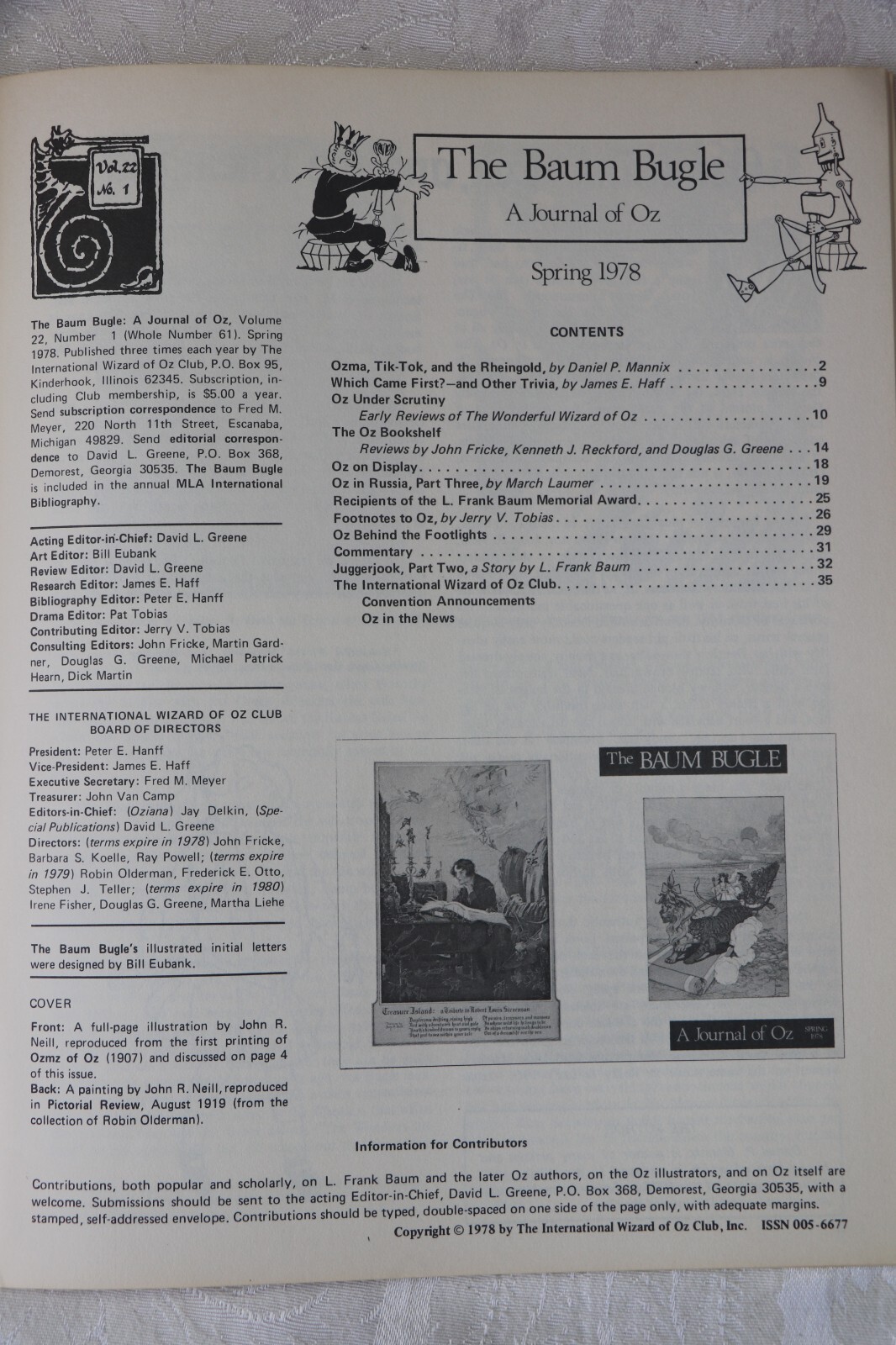 The Baum Bugle A journal of the Wizard of Oz + additional Literature ...