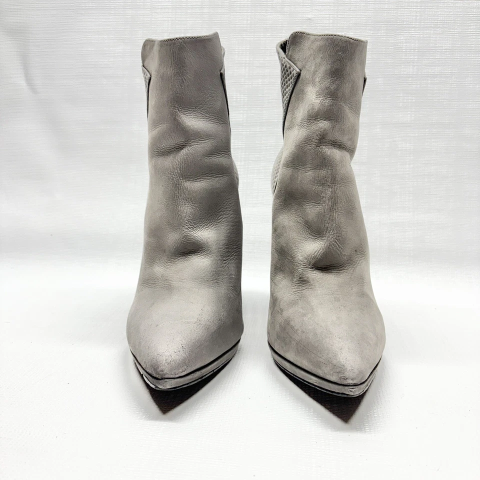 Botas femininas Steven by Steve Madden couro adverso salto alto cinza 8,5 M - Imagem 2 de 4