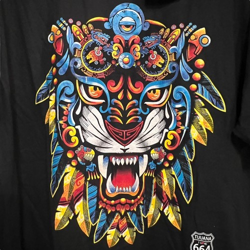 Mexican Jaguar Shirt Aztec Art Print I ❤️ 664 Tijuana Brand Men’s Large New - Picture 2 of 8
