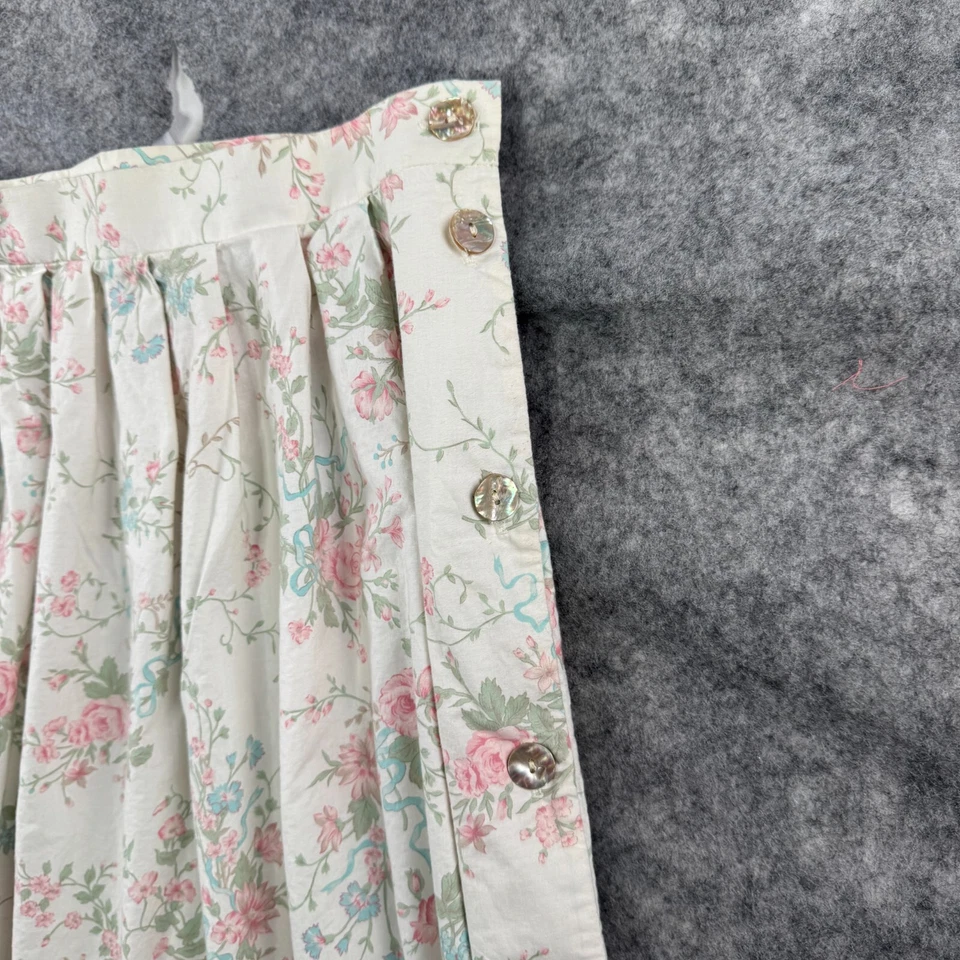 Falda David Brooks Mujer 14 Rosa Crema Floral De Colección Botón Lateral Midi Cottagecore Foto 4 de 4