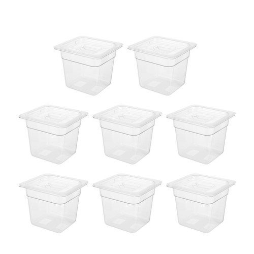 8*1/6 Size Food Pans With Lids Clear Food Pan Commercial Food Storage Containers