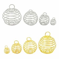 Spiral Bead Pendant Stone Holder Charms Necklaces Cage Pendants Jewelry Findings