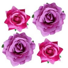 Rose Hair Clip Flower Hairpin Rose Brooch Floral Clips, 4 Pcs Light Purple