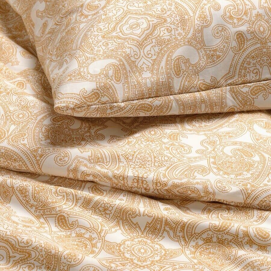 Paisley Quilt Duvet Cover & 2 Pillowcases Set Queen Yellow