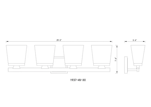 Astor 29 in. 4-Light Brushed Nickel Vanity-Light w/ Etched Opal Glass Shades 28B - Picture 4 of 6