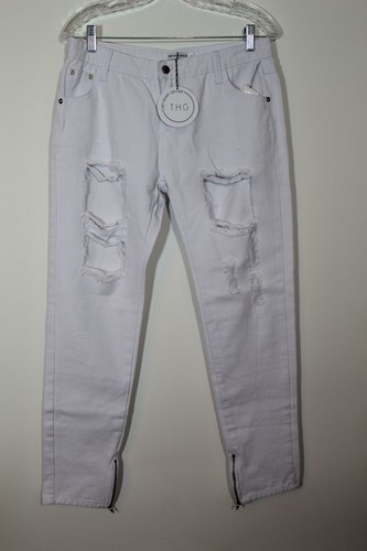 NEW Stretch White Destroyed Cut Up 