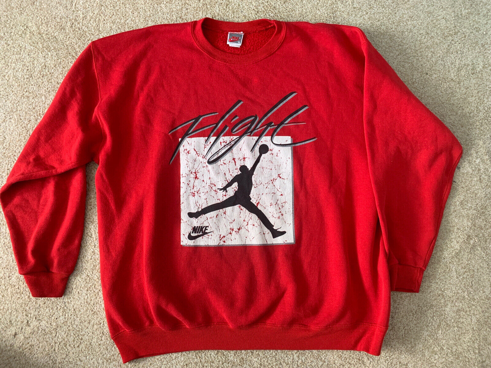 XL VINTAGE NIKE AIR MICHAEL JORDAN FLIGHT RED SWEATSHIRT MADE USA |