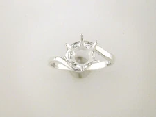 (8mm - 9 mm) Round Crescent Solitaire Ring Setting Sterling Silver