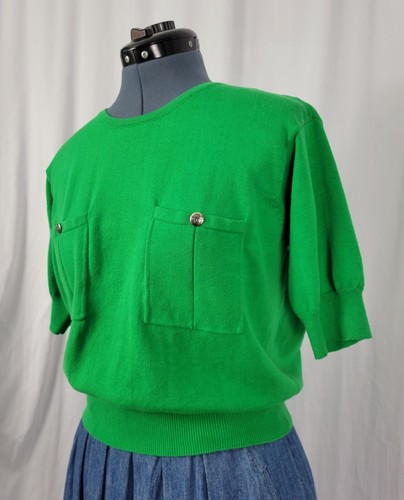 Maglione leggero vintage Liz Claiborne verde S/S con tasche toppa taglia L? - Foto 5 di 18