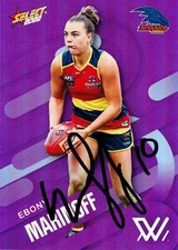 Signed 2022 Adelaide Crows AFLW Select Footy Stars Purple Card - Ebony Marinoff
