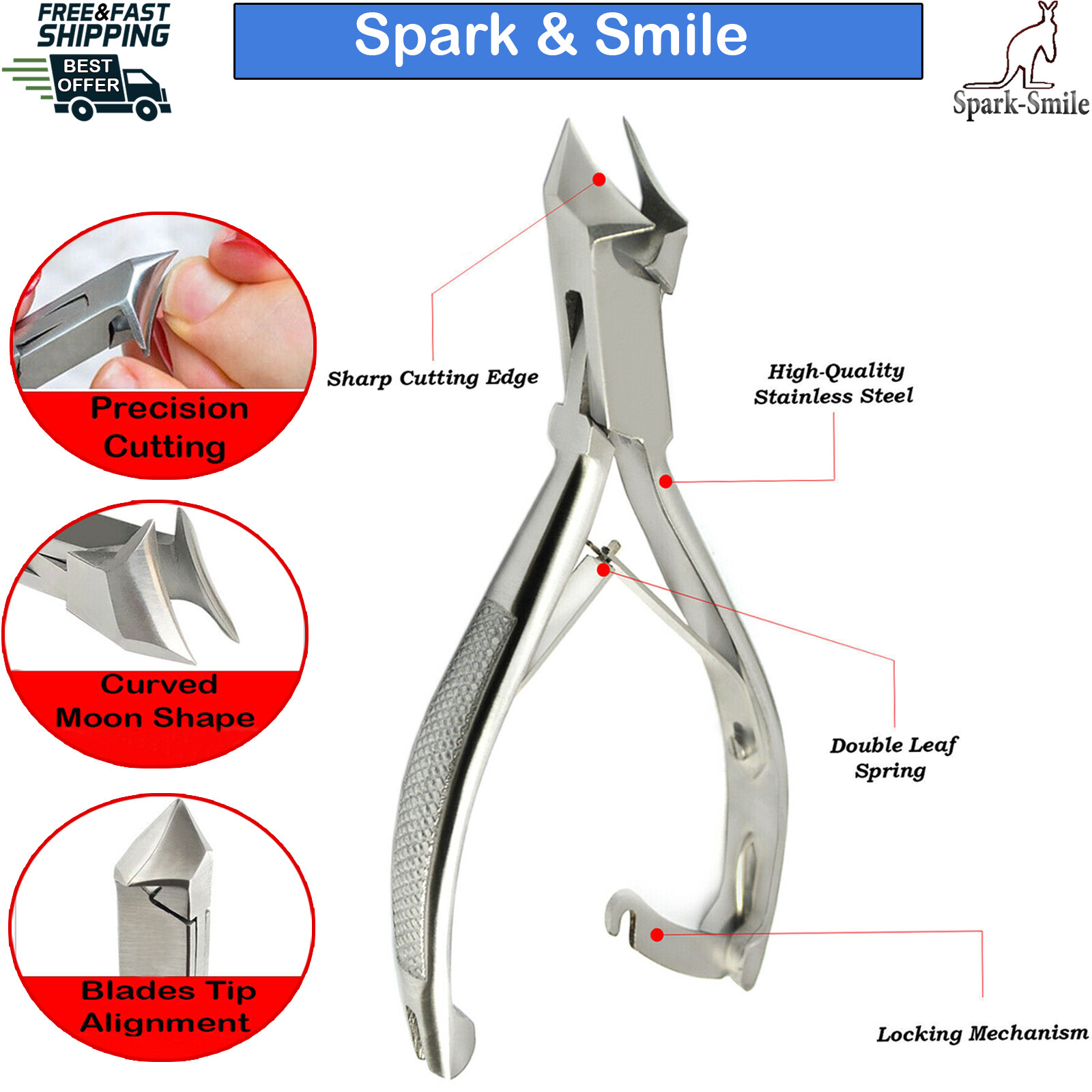 Heavy Duty Toe Nail Clipper Moon Shape Heavy Duty Thick Nail Podiatry Cutter New