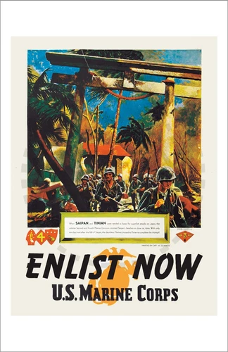 MILITARY - WW2 - MARINES - ENLIST NOW - SAIPAN - REPRINT
