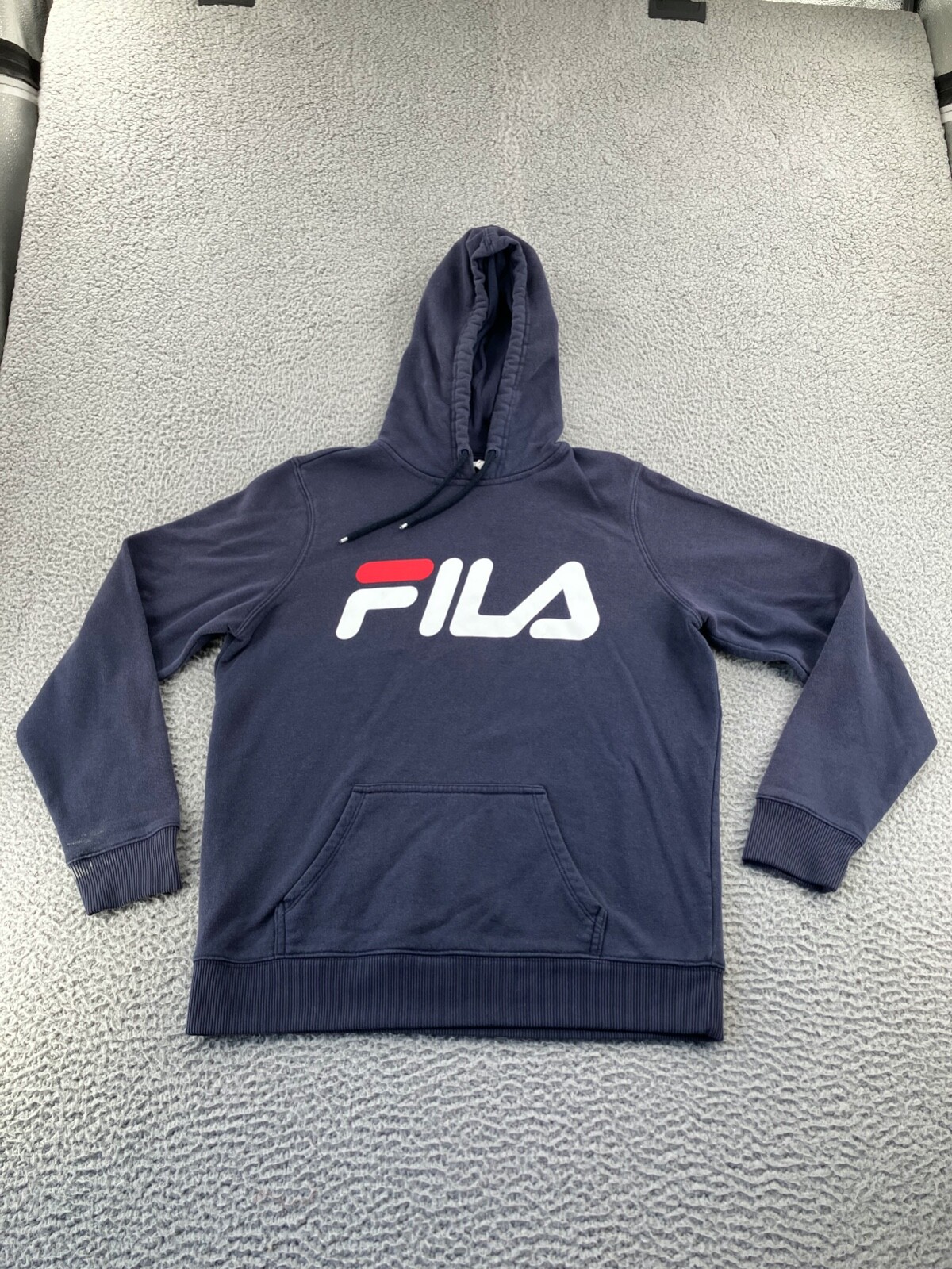 Felpa con cappuccio vintage FILA donna extra large XL blu pullover logo sport