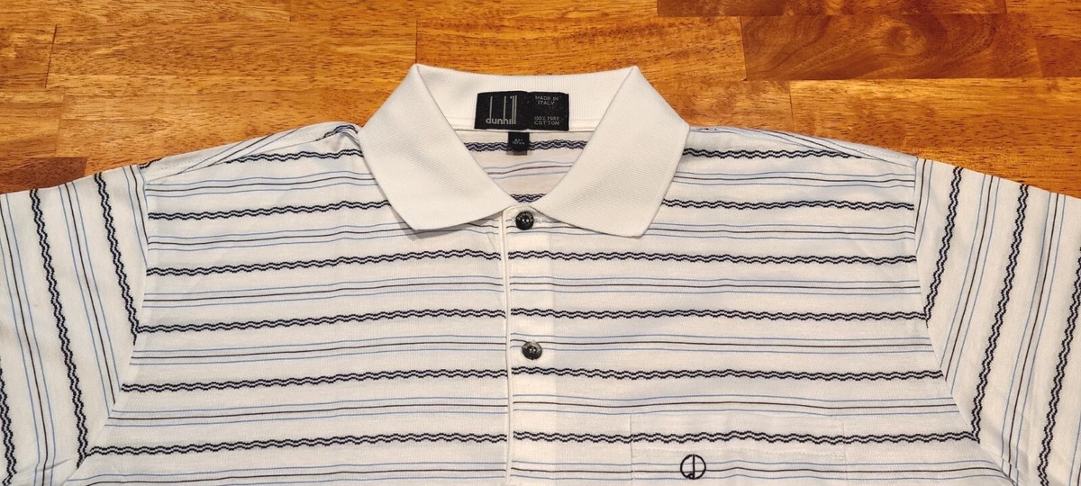 New! Vintage Alfred Dunhill 100% Cotton Striped Polo Shirt Made In 