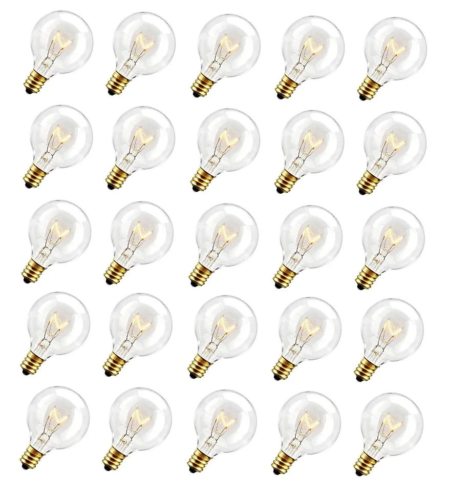 25 x Clear G40 Globe Bulbs With Candelabra Screw Base, 5W - 7W, E12 110V-230V - Image 2 of 4