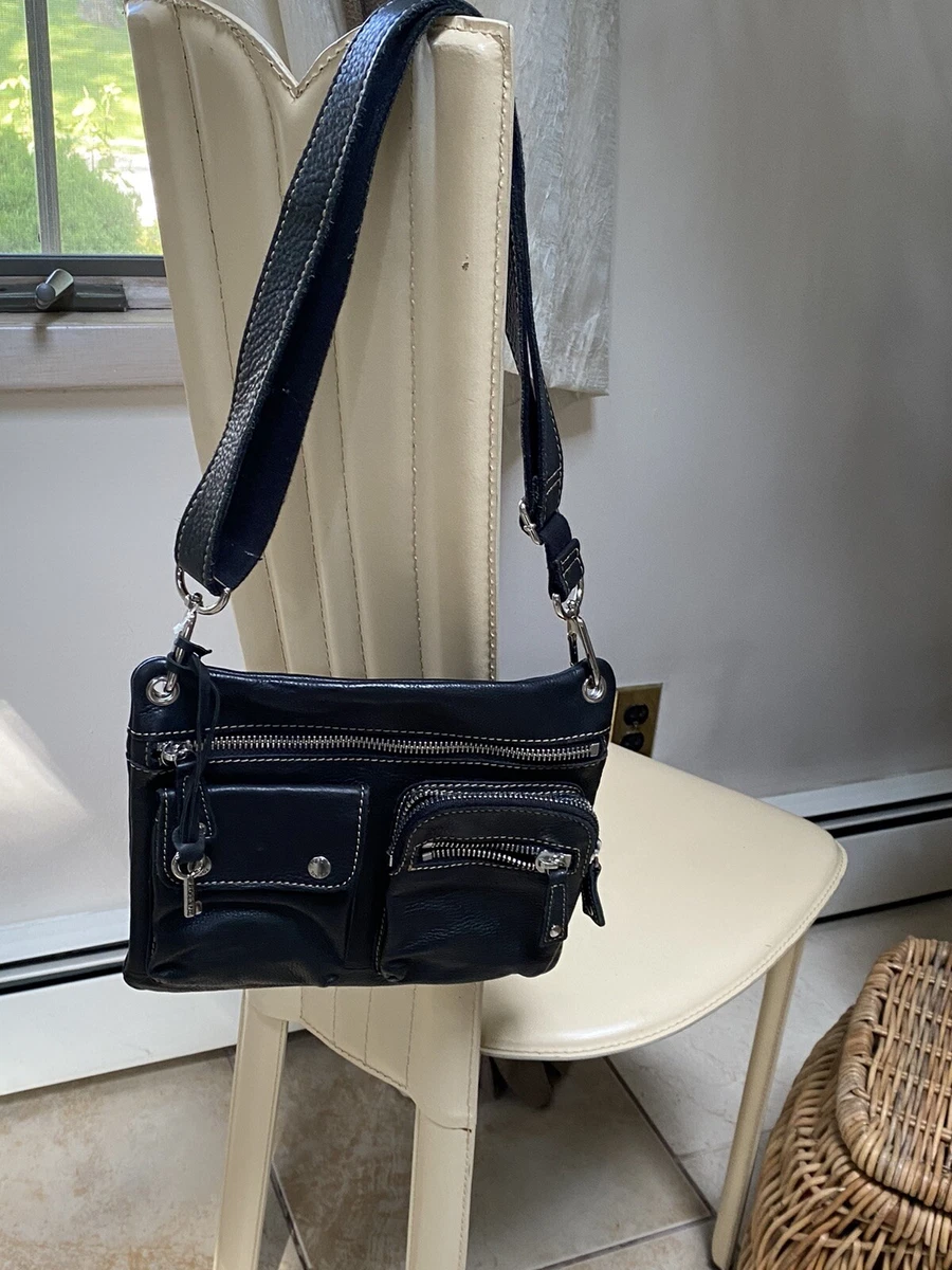 Sac bandouli re en cuir noir fossile motard rock poussin gros argent zipp es poc